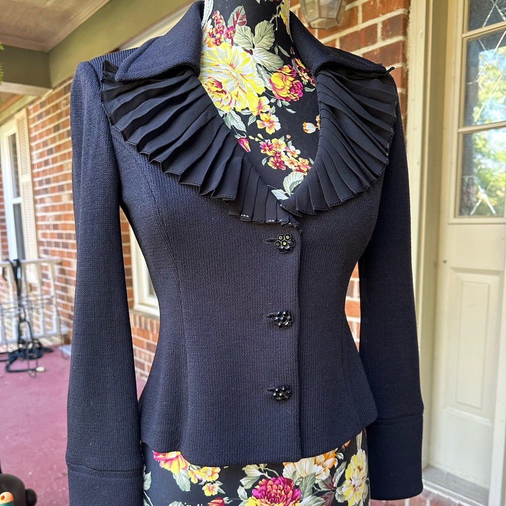 CLEARANCE -- Black St John’s Evening Jacket with Chiffon and Sparkle!